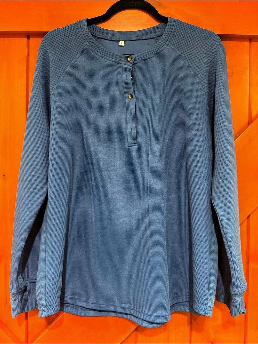 Long Sleeve Waffle Shirt in Blue Like New. Never been worn.